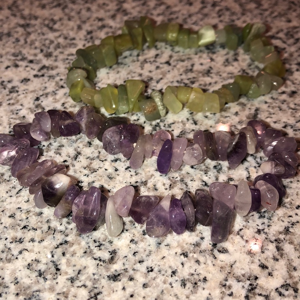 Beautiful Green & Purple Mini Stone Bracelets